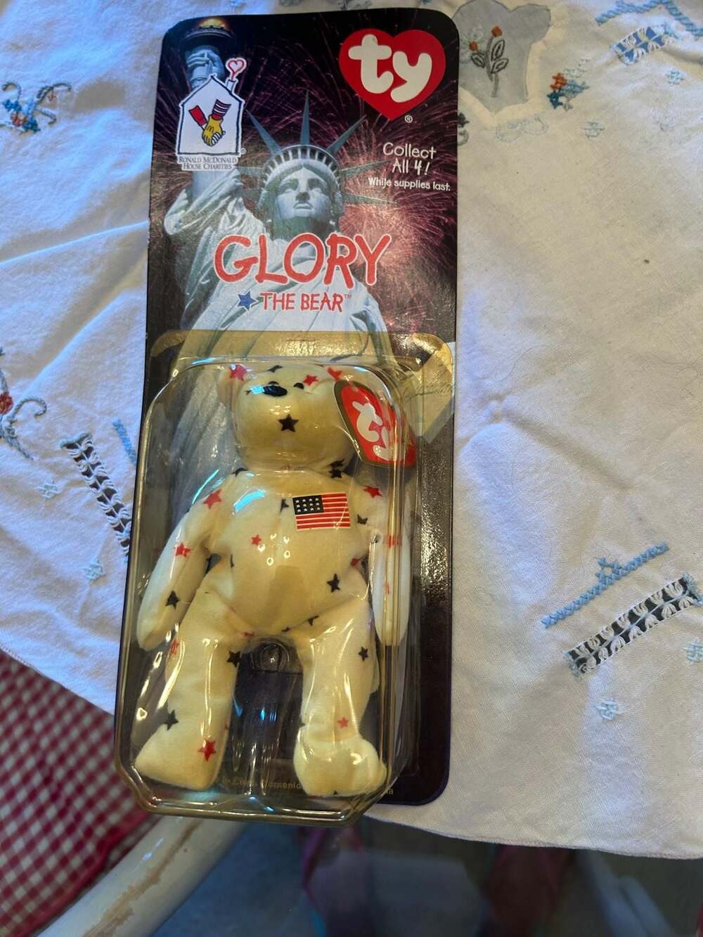 RARE Vintage 1999 McDonald's Teenie Beanie Babies Glory the Bear Ronald McDonald